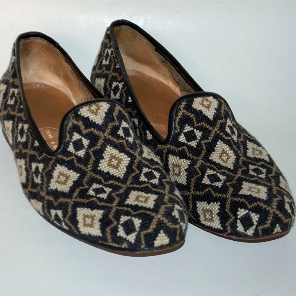 Stubbs & Wootton Needlepoint Slippers Loafers Italian Hand Made